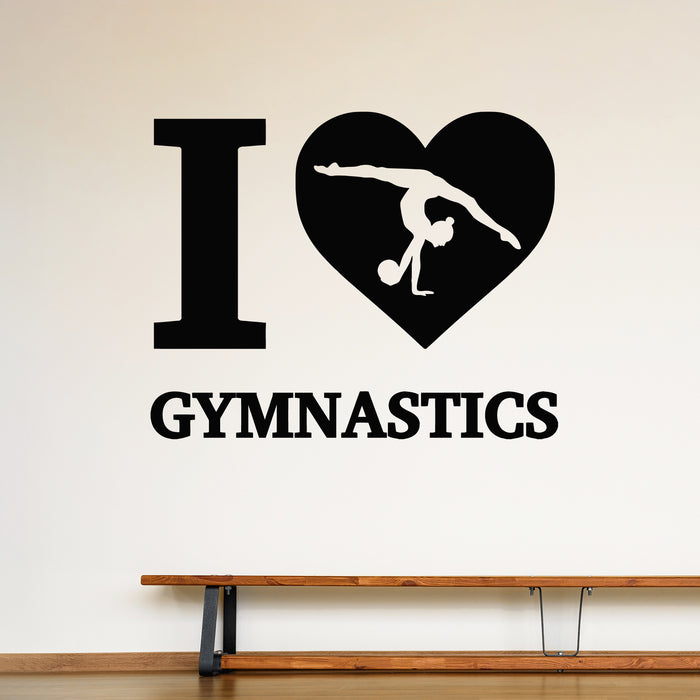 Vinyl Wall Decal I Love Gymnastics Logo Gymnasts Sport Gym Stickers Mural (L152)