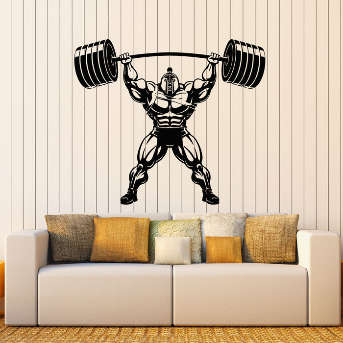 Vinyl Wall Decal Strong Massive Bodybuilder With Barbell Iron Gym Stickers Mural (g8683)