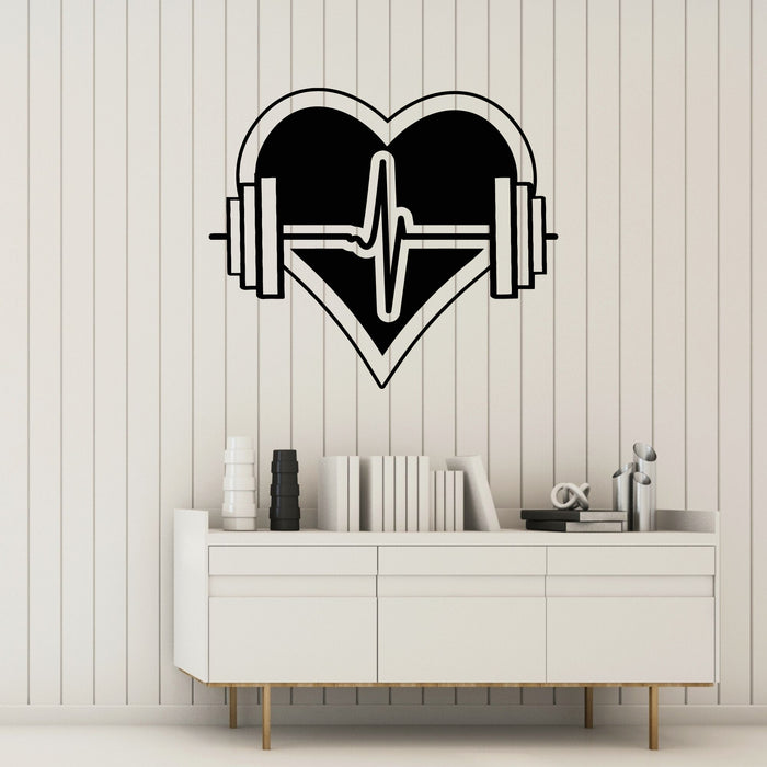 Vinyl Wall Decal Health Heart Dumbbell Fitness Exercise Gym Stickers Mural (g8703)