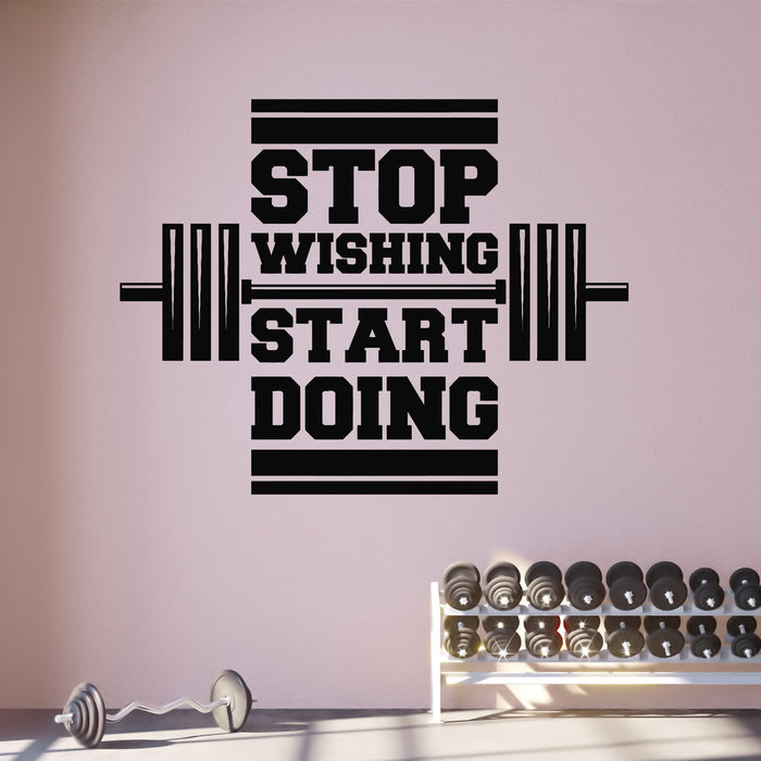Vinyl Wall Decal Start Doing Fitness Sport Motivation Phrase Gym Barbell Stickers Mural (g8880)