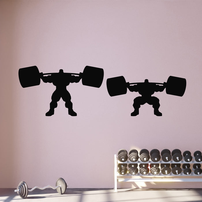Vinyl Wall Decal Bodybuilding Fitness Training Gym Sport Barbell Muscle Stickers Mural (g9042)