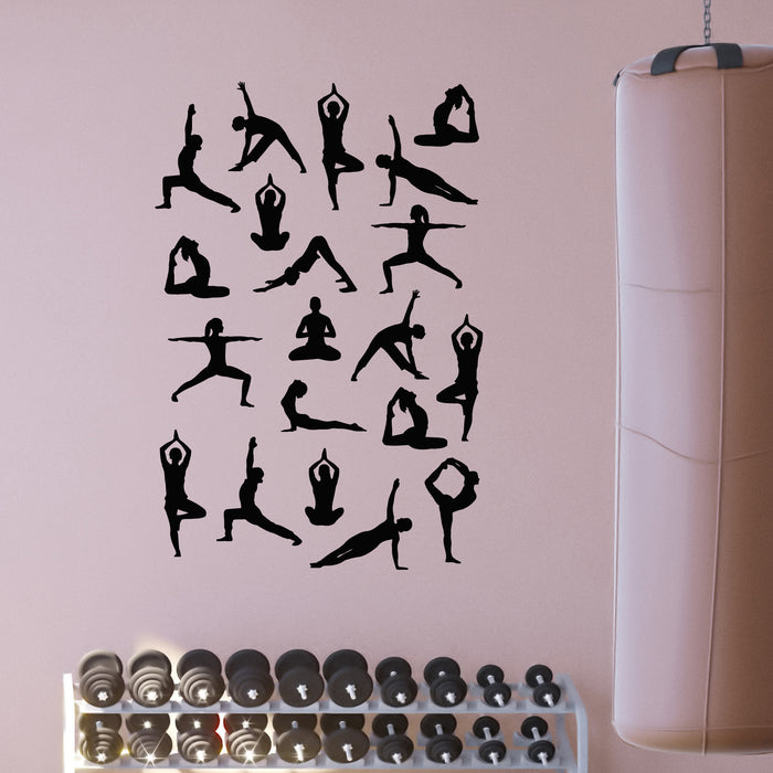 Vinyl Wall Decal Female Figure Gym Meditating Women Silhouette Stickers Mural (g9291)