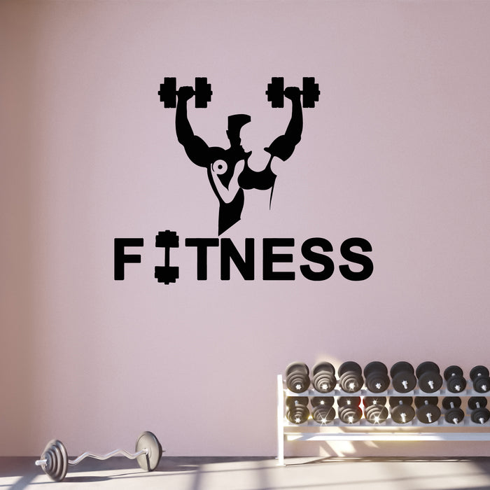 Vinyl Wall Decal Workout Room Fitness Sport Logo Silhouette Athletes Stickers Mural (g9401)