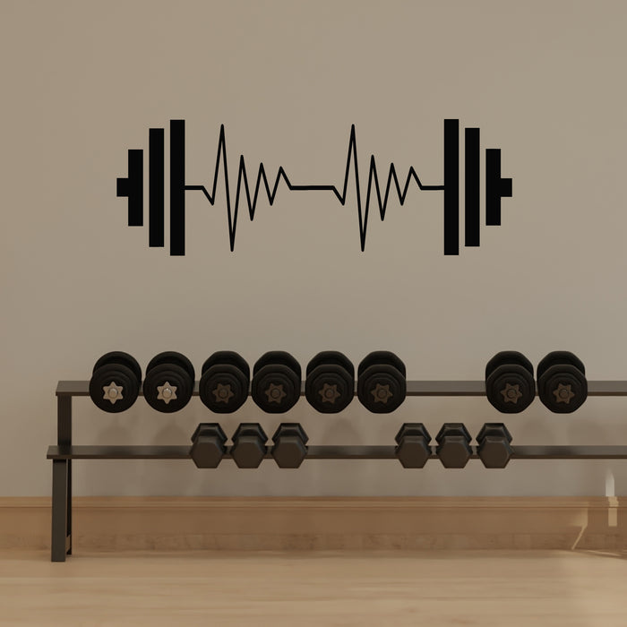 Vinyl Wall Decal Muscle Decor Weight Lifting Heartbeat Line Stickers Mural (g9553)