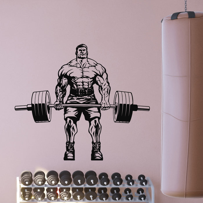 Vinyl Wall Decal Huge Bodybuilder Iron Sport Gym Athlete Doing Exercise Stickers Mural (g9679)