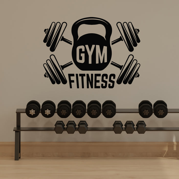 Vinyl Wall Decal  Gym Fitness Logo Design Equipment Icon Sport Stickers Mural (g9963)
