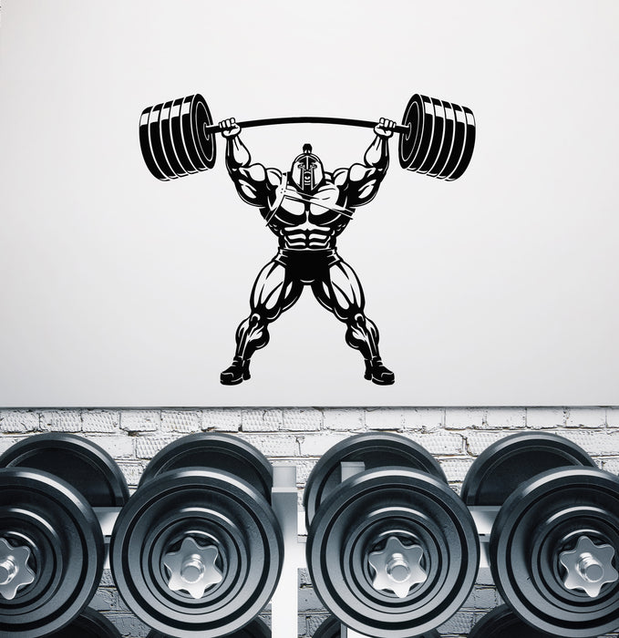 Vinyl Wall Decal Strong Massive Bodybuilder With Barbell Iron Gym Stickers Mural (g8683)