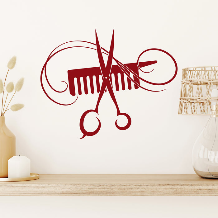 Vinyl Wall Decal Barber Beauty Salon Hairdresser Hair Stylist Stickers Unique Gift (993ig)