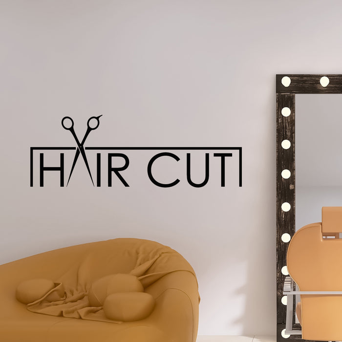 Vinyl Wall Decal Haircut Logo Barbershop Hair Salon Decor Stickers Mural (L151)