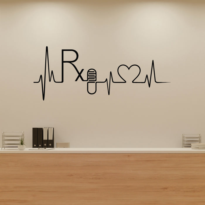 Vinyl Wall Decal Heartbeat Cardiogram Line Heart Rhythm Stickers Mural (g9733)