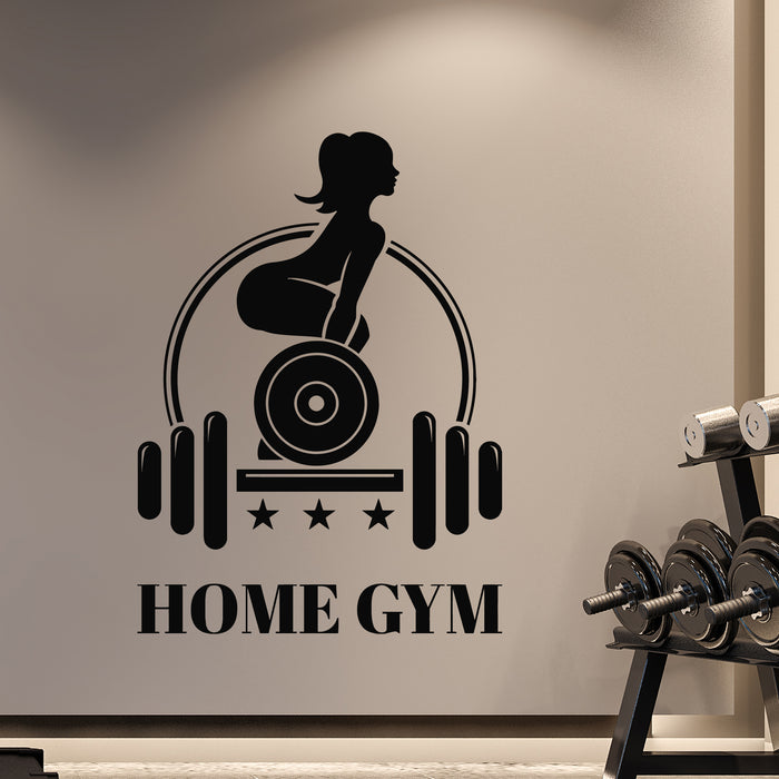 Vinyl Wall Decal Bodybuilder Woman With Barbell Home Gym Stickers Mural (g9428)