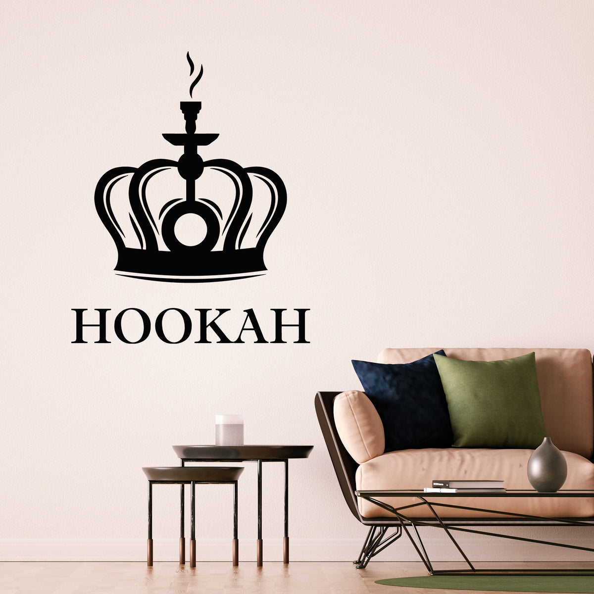 Vinyl Wall Decal Logo Hookah Crown Smoke Arabic Cafe Stickers Mural (g