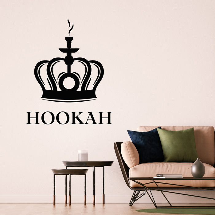 Vinyl Wall Decal Logo Hookah Crown Smoke Arabic Cafe Stickers Mural (g8840)