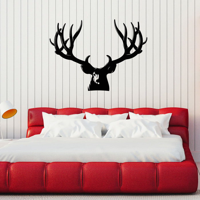 Vinyl Wall Decal Elk Head Hunting Hobby Horn Abstract Stag Stickers Mu —  Wallstickers4you