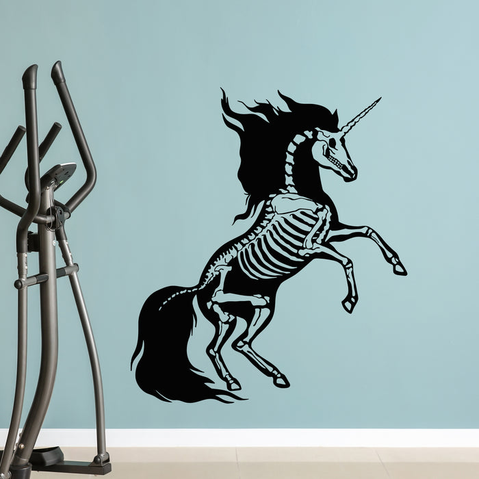 Vinyl Wall Decal Skeleton Of Unicorn Skull Bones Horse Myth Animal Stickers Mural (g9413)