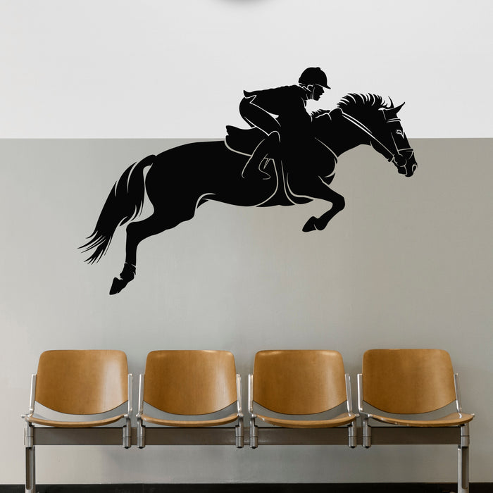Vinyl Wall Decal Horse Woman Rider Equestrian Jumping Horseback Riding Stickers Mural (g9859)