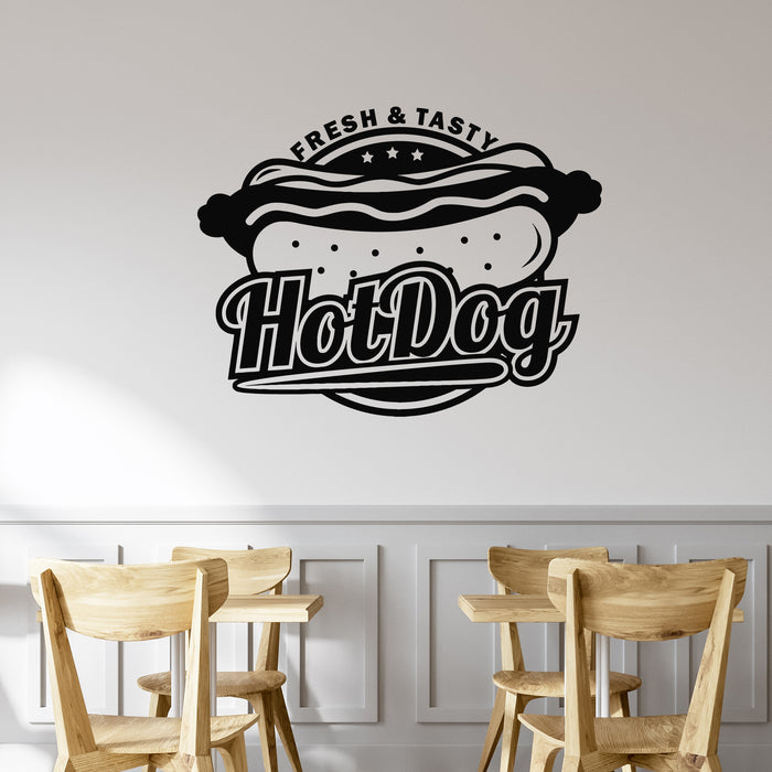 Vinyl Wall Decal Hot Dog Vector Logo Fast Food Fresh Tasty Stickers Mural (g9567)