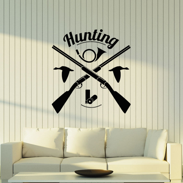 Vinyl Wall Decal Hunt Hobby Hunting Hunter Guns Emblem Stickers Mural (g8578)