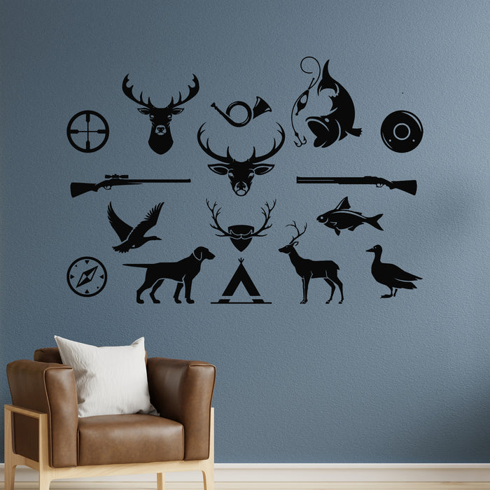 Vinyl Wall Decal Hunting Arrows Wild Animals Fishing Hunting Shop Logo Stickers Mural (g9146)