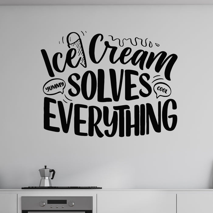 Vinyl Wall Decal Hand Drawn Lettering Ice Cream Funny Season Quote Stickers Mural (g8991)