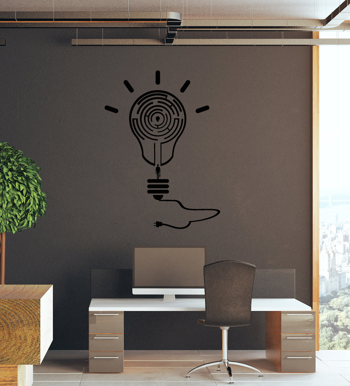 Vinyl Wall Decal Symbol Of Light Idea Office Space Teamwork Stickers M ...