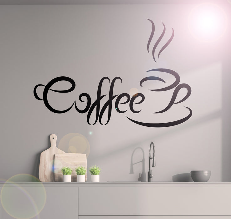 Vinyl Decal Coffee Quote Coffee Time Wall Sticker Kitchen Cafe Shop Restaurant Decoration Unique Gift (ig2427)