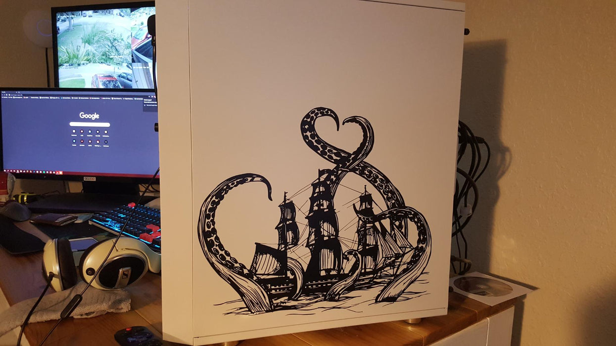 Vinyl Wall Decal Kraken Tentacles Octopus Ship Nautical Ocean Living Room (ig3640)