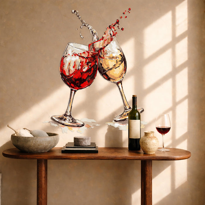 Wall Decal Wine Glasses Red and White Wall Art z5433