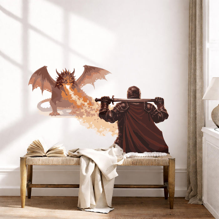 Modern Wall Decal Dragon Knights Fantasy Hero Wall Art z5495