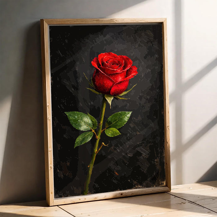 Modern Dark Floral Rose Art Print Romantic Wall Decor