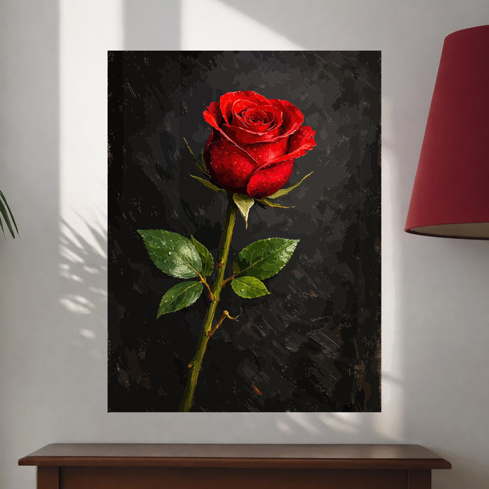 Modern Dark Floral Rose Art Print Romantic Wall Decor