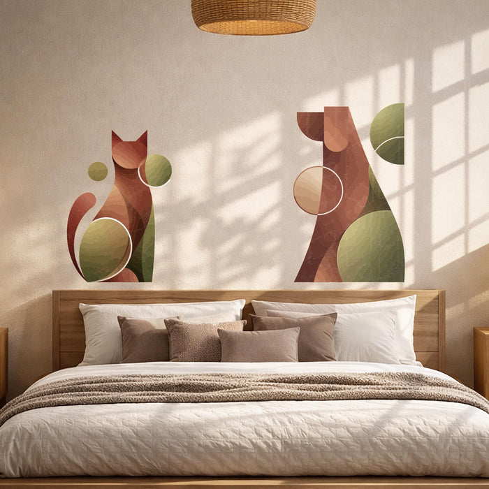 Colorful Japandi  Cat Dog  Romantic Wall Mural Art z5533
