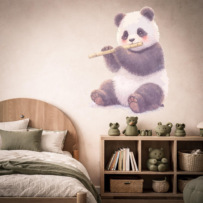 Modern Panda Music Flute Bamboo Wall Mural z5534