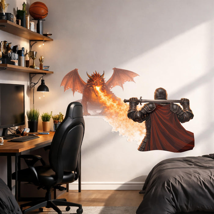 Modern Wall Decal Dragon Knights Fantasy Hero Wall Art z5495