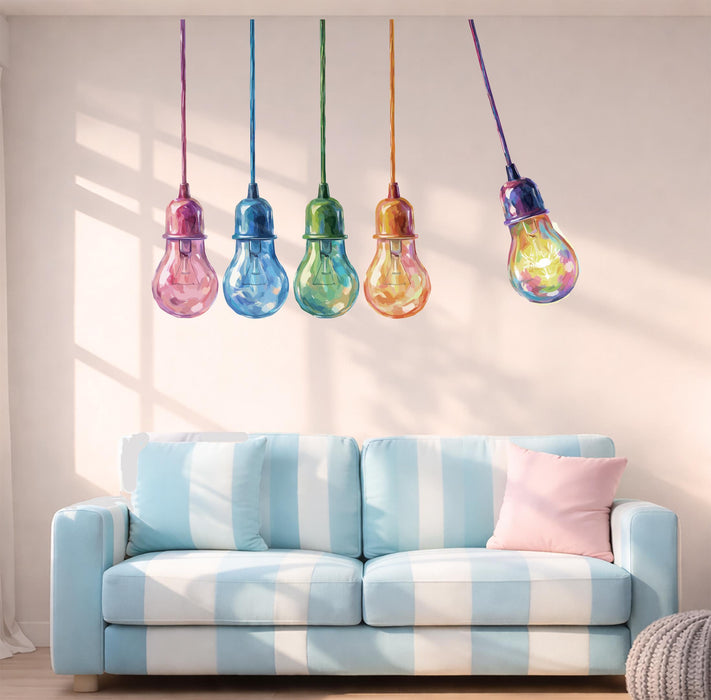 Colorful Mid Century Modern Wall Decal Dopamine Colorful Bulbs  z5505