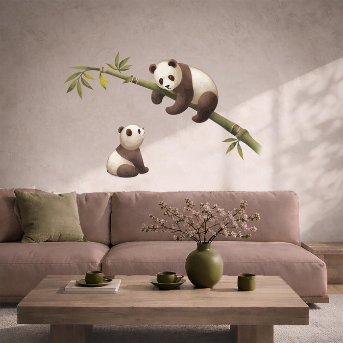 Colorful Panda Family Tree Bamboo Wall Decal Art z5531