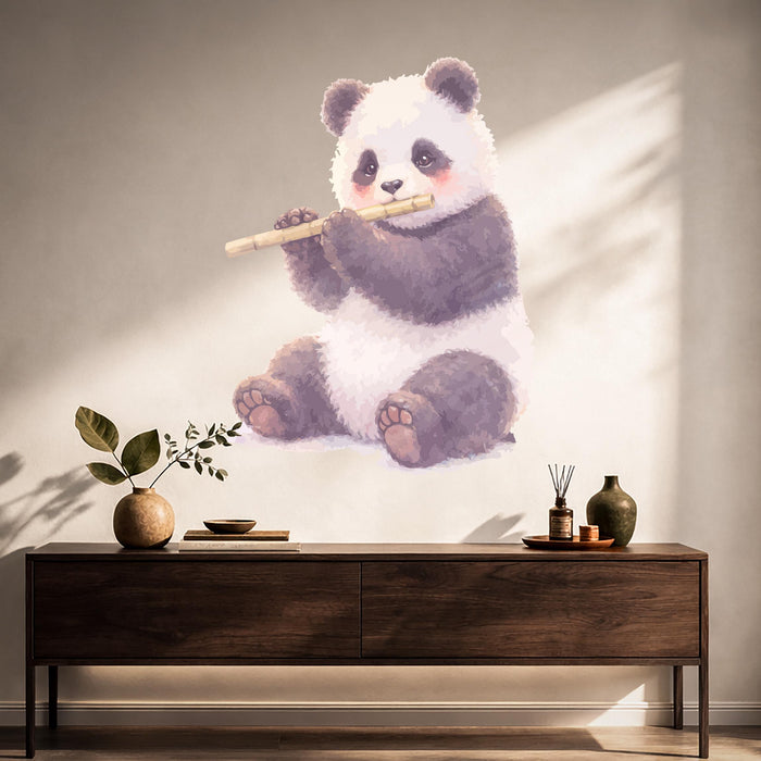 Modern Panda Music Flute Bamboo Wall Mural z5534