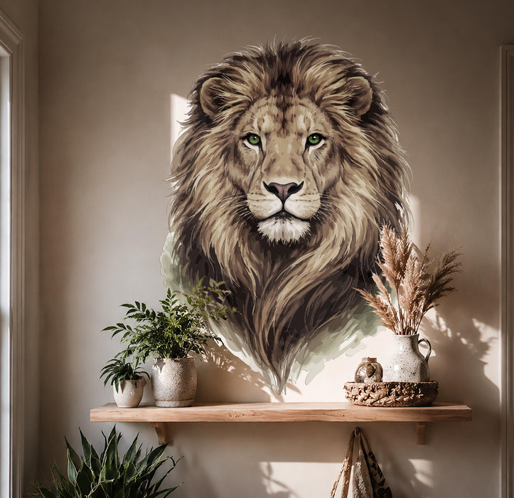 Colorful Animal Wall Art Lion Gold Interior Decal z5611