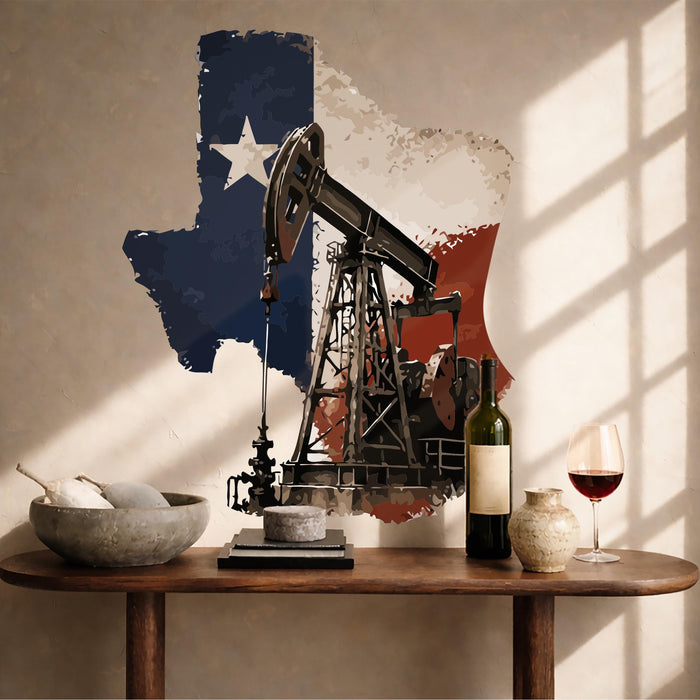 Colorful Rustic Lake House Texas State And Oil Pump z5620