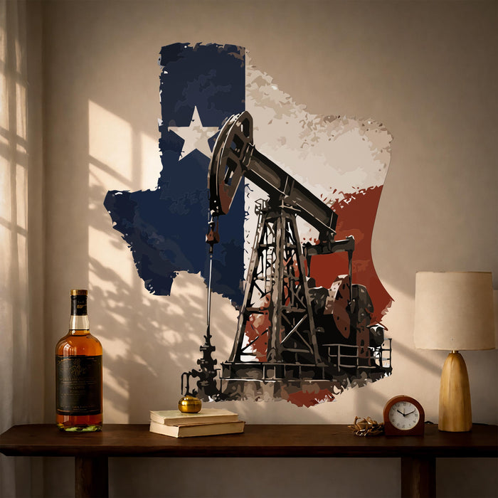 Colorful Rustic Lake House Texas State And Oil Pump z5620