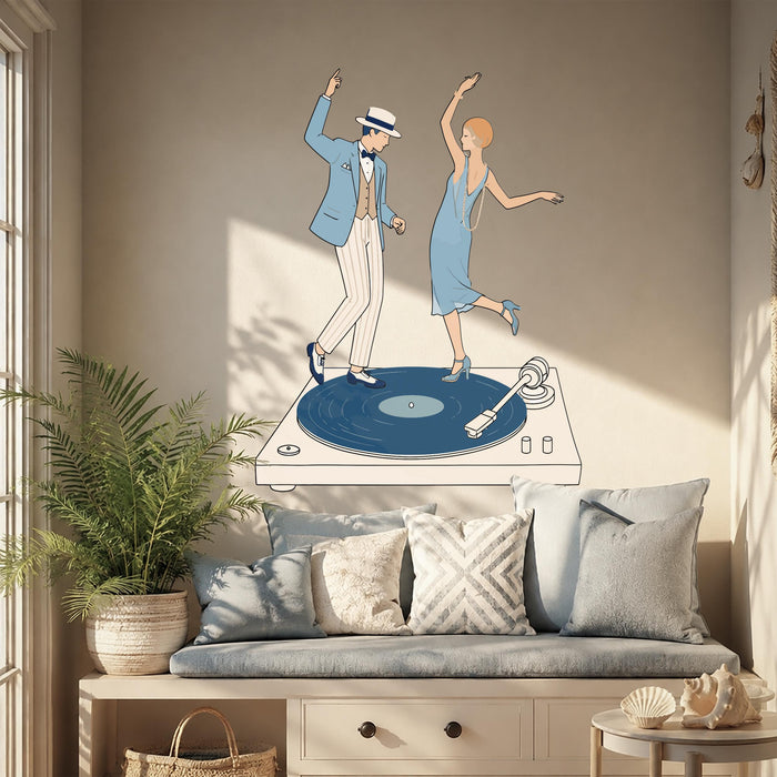 Coastal Style Dancing Jazz Music Vinyl Palyer Wall Decal z5632