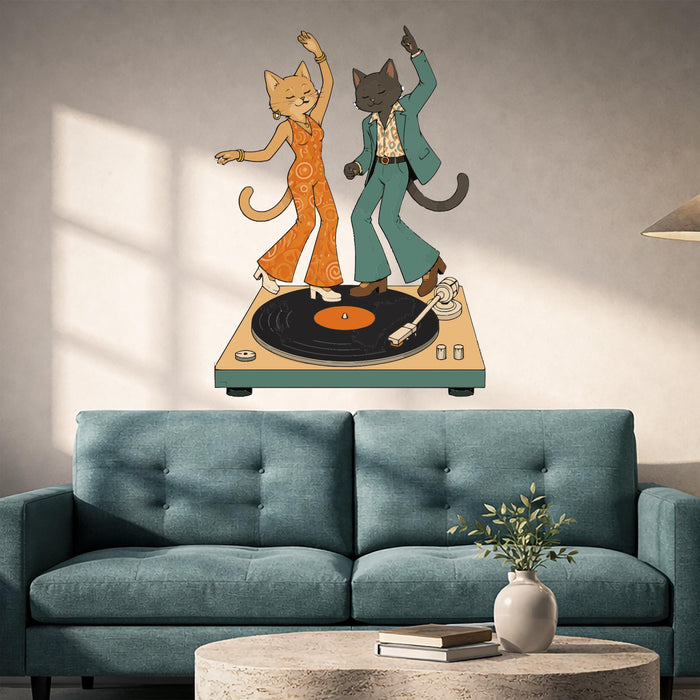 Modern Mid Century Modern  Dance Cat Disco Vinyl Palyer Decal z5635