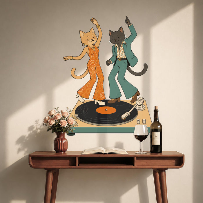 Modern Mid Century Modern  Dance Cat Disco Vinyl Palyer Decal z5635