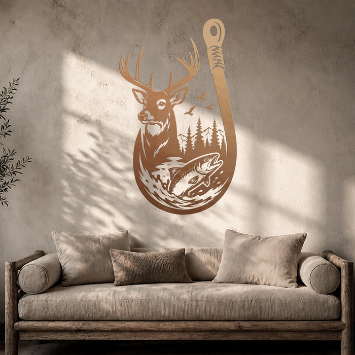 Colorful Modern Rustic Deer Huntig Fishing Wall Decal z5640