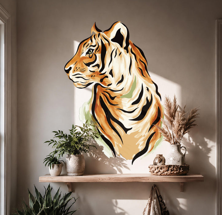 Colorful Animal Decor Tiger Yellow Wall Decal z5608