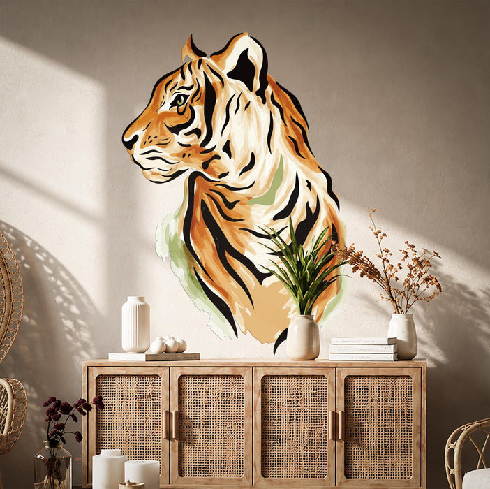 Colorful Animal Decor Tiger Yellow Wall Decal z5608