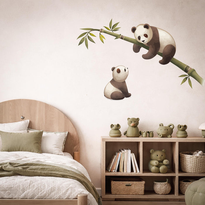 Colorful Panda Family Tree Bamboo Wall Decal Art z5531