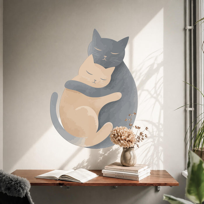 Colorful Wall Art Cats Yin Yang Vinyl Mural z5656