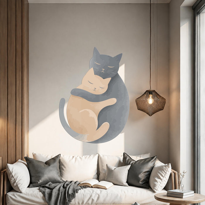 Colorful Wall Art Cats Yin Yang Vinyl Mural z5656