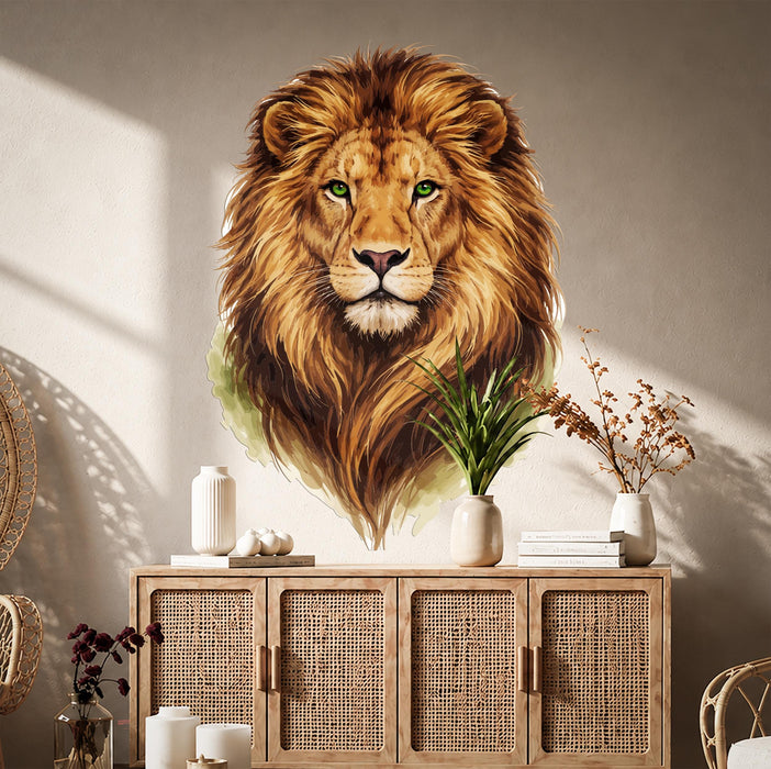 Colorful Animal Wall Art Lion Gold Interior Decal z5611